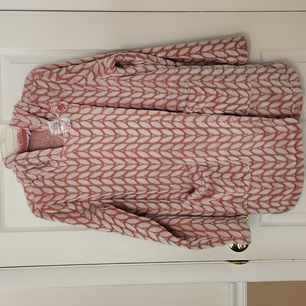 AnyBody Lounge Hooded Fleece Cardigan Jacket with Pockets Size Small NWT